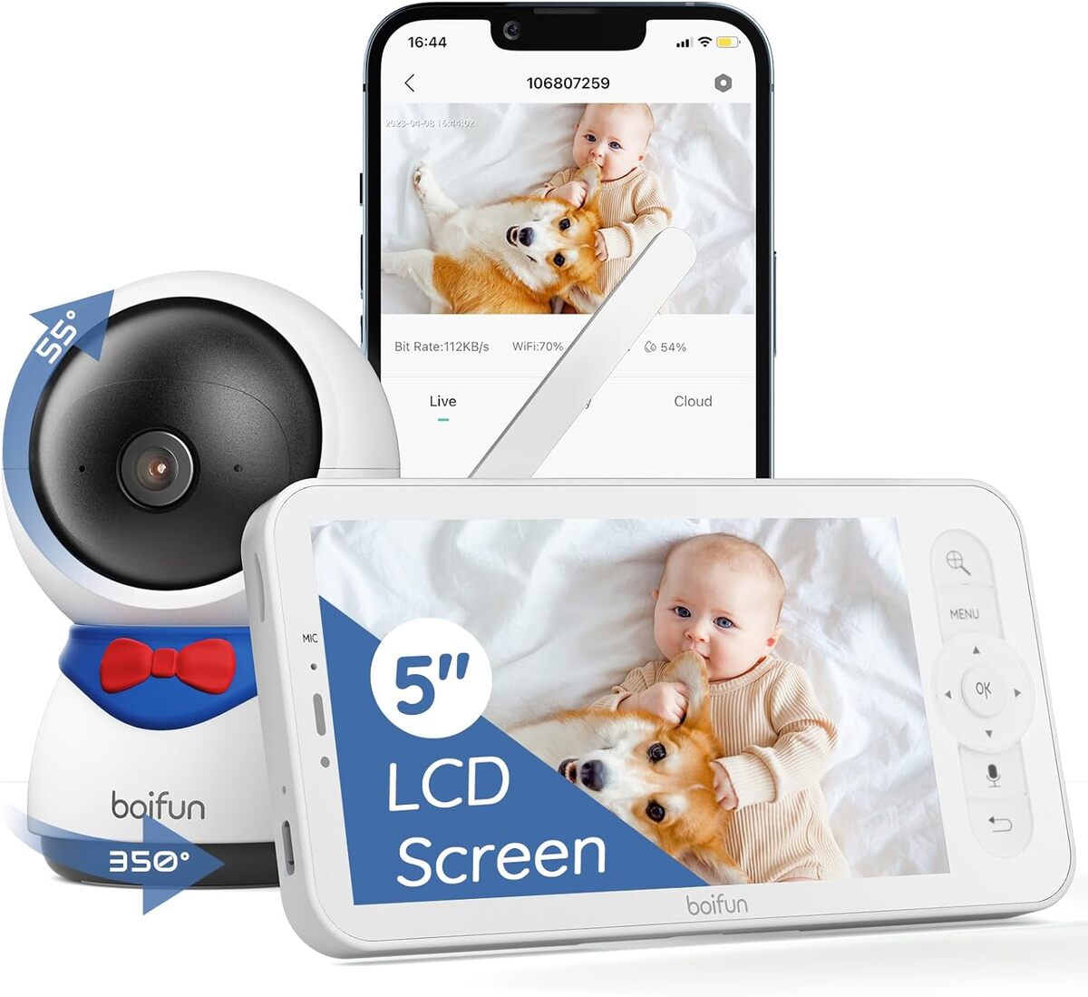 Test du babyphone BOIFUN 1080P avec caméra PTZ 355°
