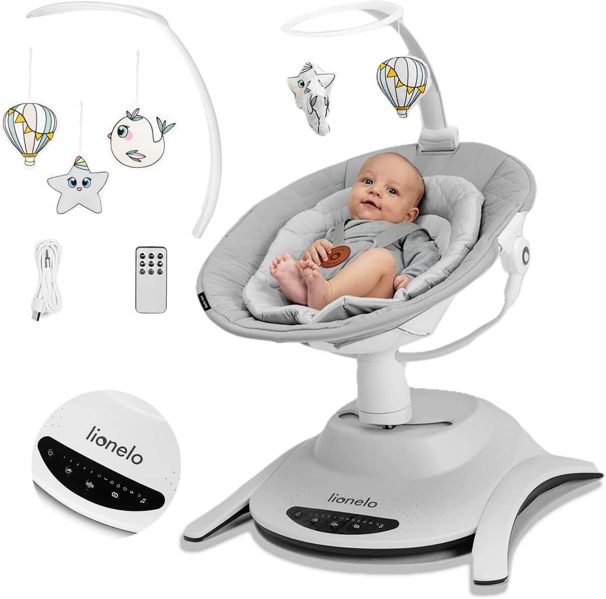 Test de la balancelle électrique pivotante Lionelo Bella 360° pour bébé