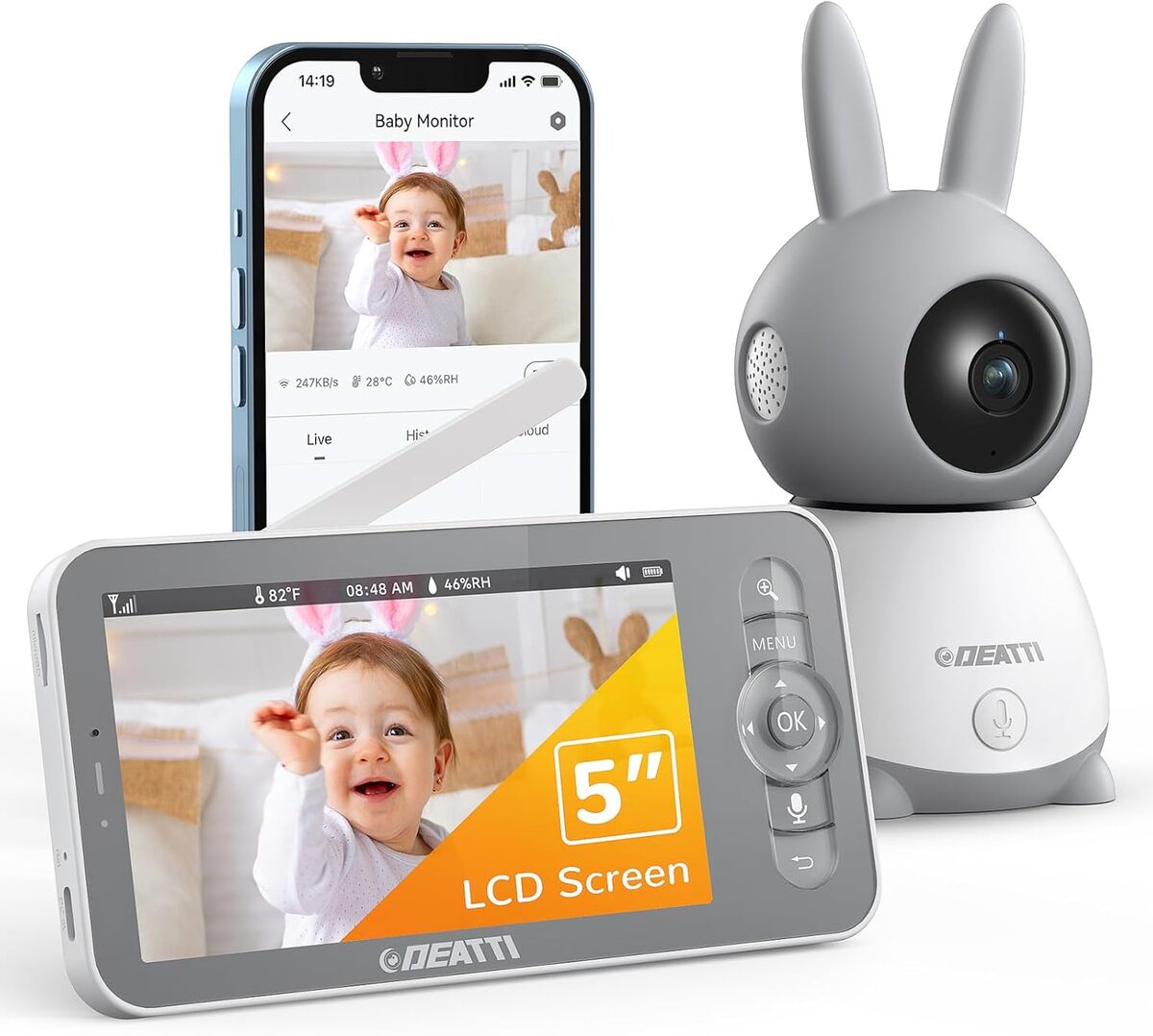 Test du babyphone Deatti : caméra 2K 360° et écran 5