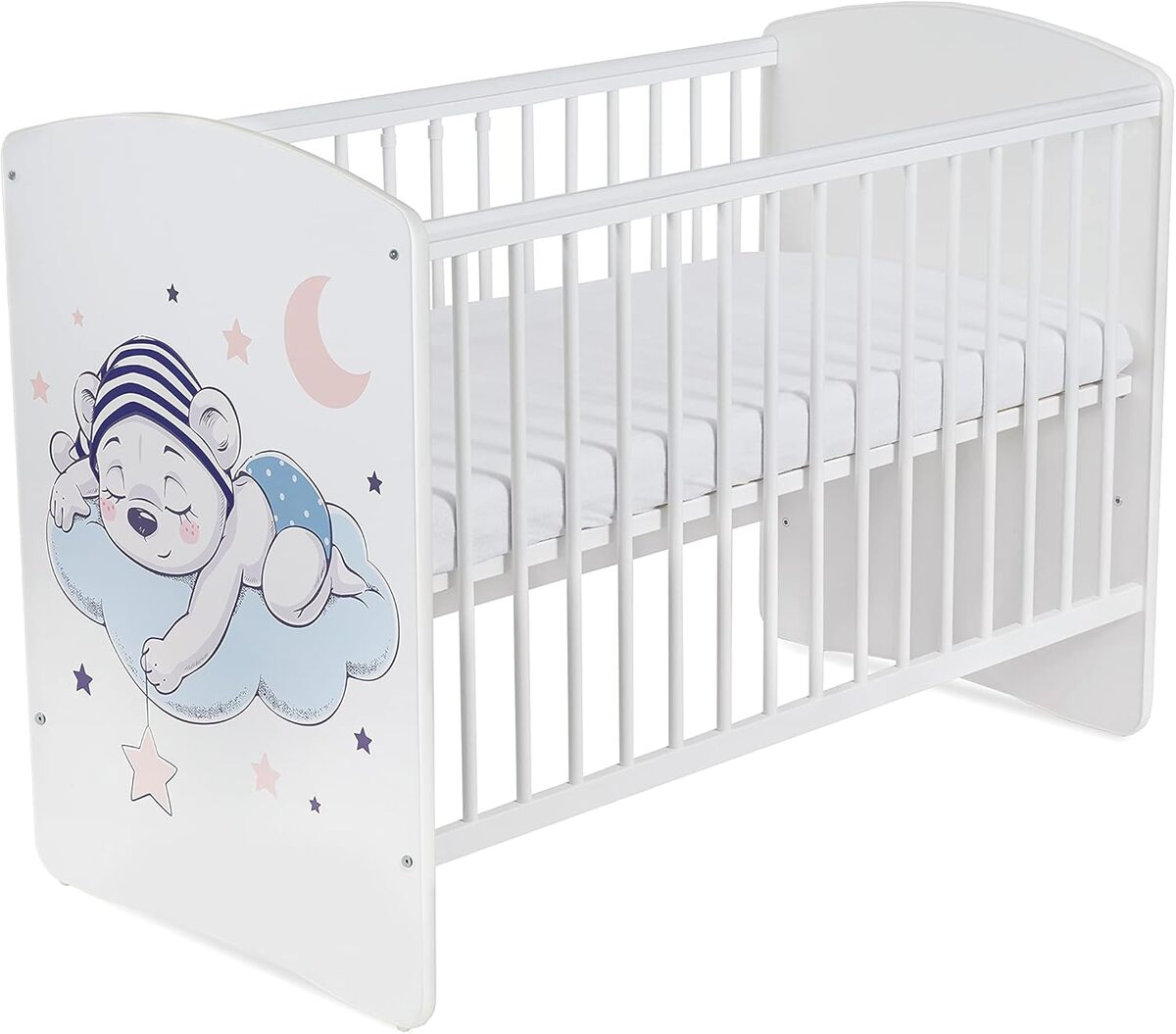 Test : lit bébé TOMI 17, nuage avec matelas blanc