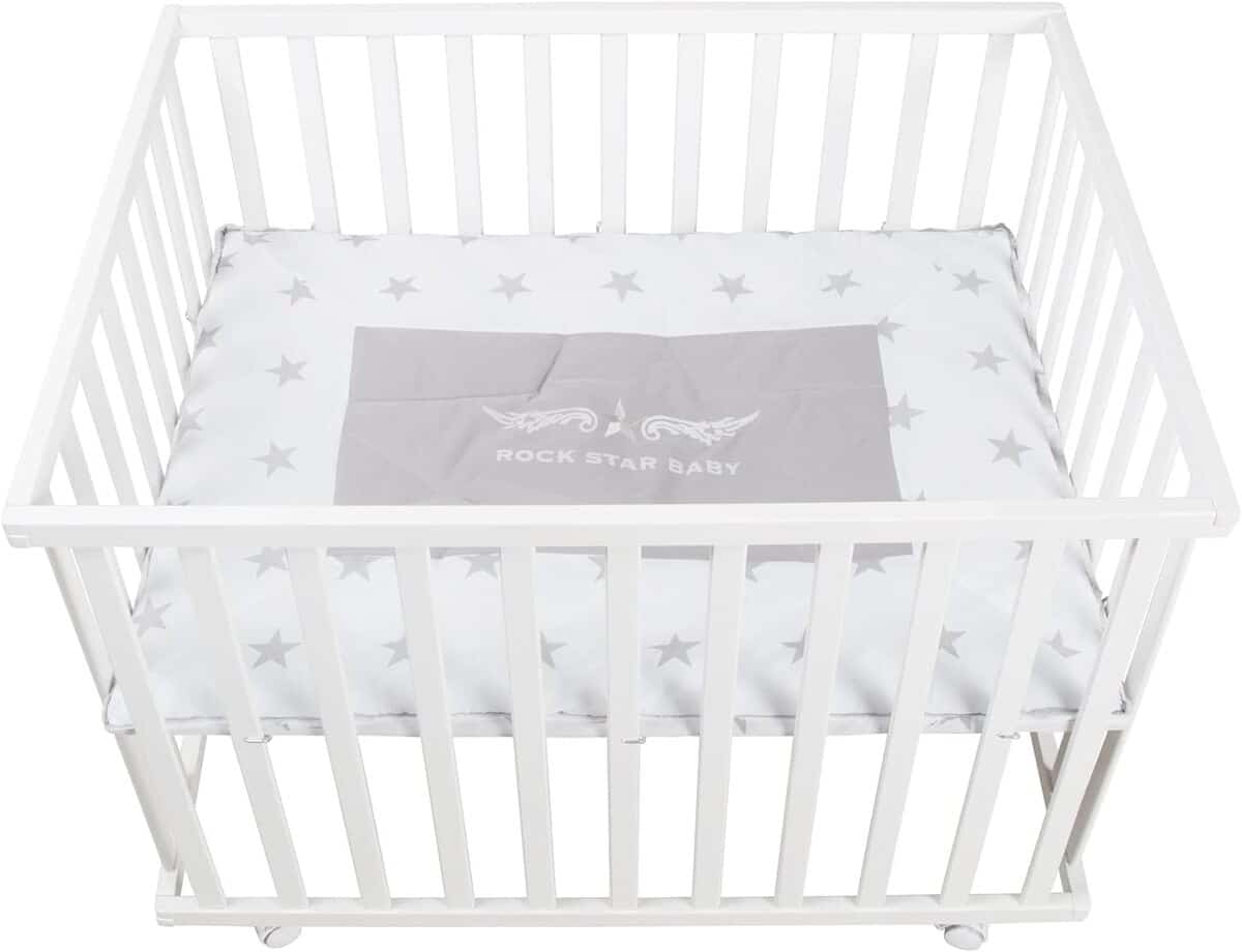 Test : parc bébé rectangulaire roba 75x100 rock star baby blanc