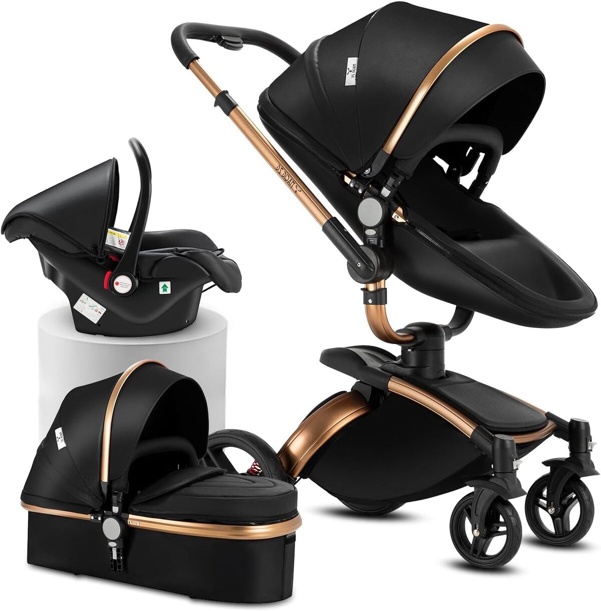 Test : poussette Reenborn 906 Black 3 en 1, design pliable et rotation à 360°