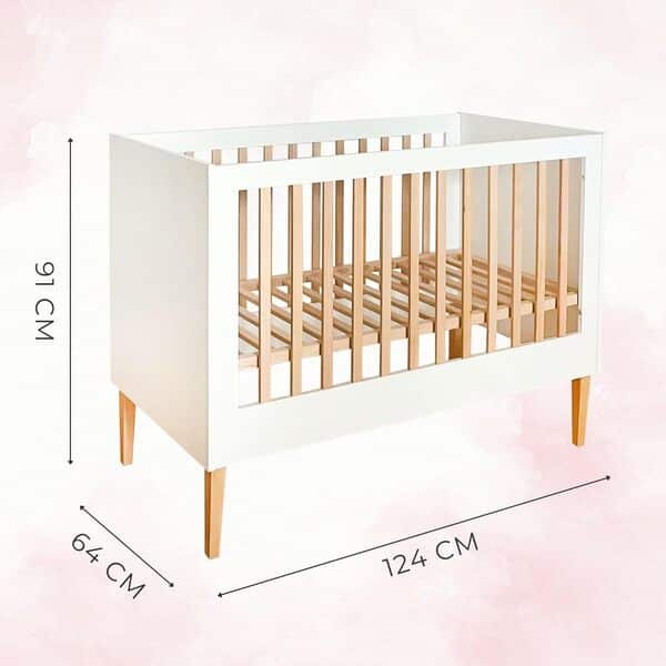 ATB Barreau Lit Bebe Evolutif 120x60 - Berceau Bébé Blanc 60x120 - Chambre Bebe Complete - Lit Cododo et Mobilier pour Enfants - Lits Évolutifs et Parapluies à Niveaux - Lits Bébé
