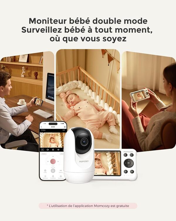 Moniteur Bébé WiFi Momcozy – Caméra HD 5