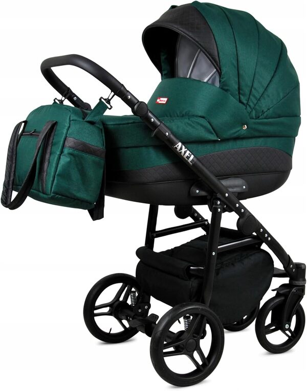 BabyLux® Enfant Poussette Combinée Set 3 en 1 - Axel - incl. Nacelle, Canne, Siège de voiture - Siège Auto - Landau Bébé - avec Sac à langer, Habillage pluie, Moustiquaire etc.