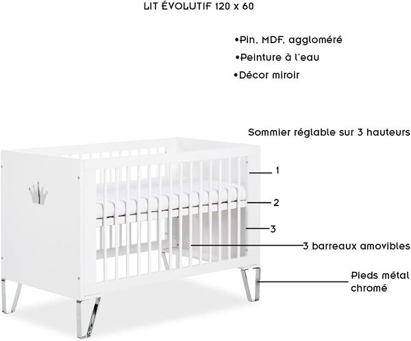 LIT BÉBÉ BIANKA 60x120 BLANC