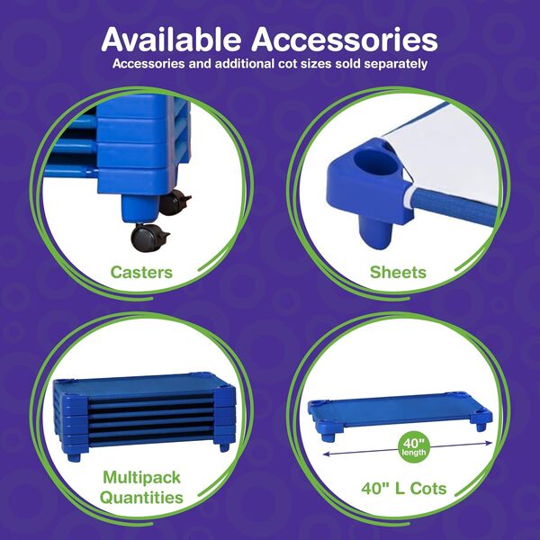 Sprogs Lits de Maternelle empilables, Standard 52, Bleu, 6