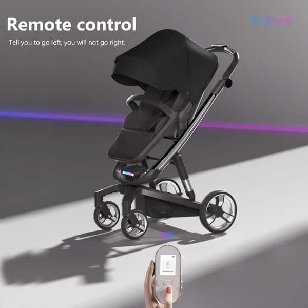 Magic ZC Électrique Intelligent Poussette, Multifonctionnelle Poussette Bebe, Landeau Bébé avec Roues en PU, Landau Bebe avec Coussin d'Assise Amovible (WL8 Black)