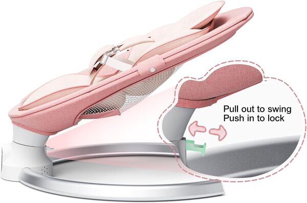 Transat Bebe Electrique,Helangel Transat Balancelle Bebe Electrique avec Télécommande et Wireless Balancelle avec Harnais de sécurité 5 Points pour enfants jusqu’à 9 kg