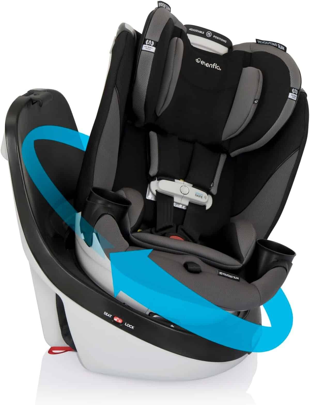 Test du siège auto pivotant Evenflo Gold Revolve360 SensorSafe noir obsidienne