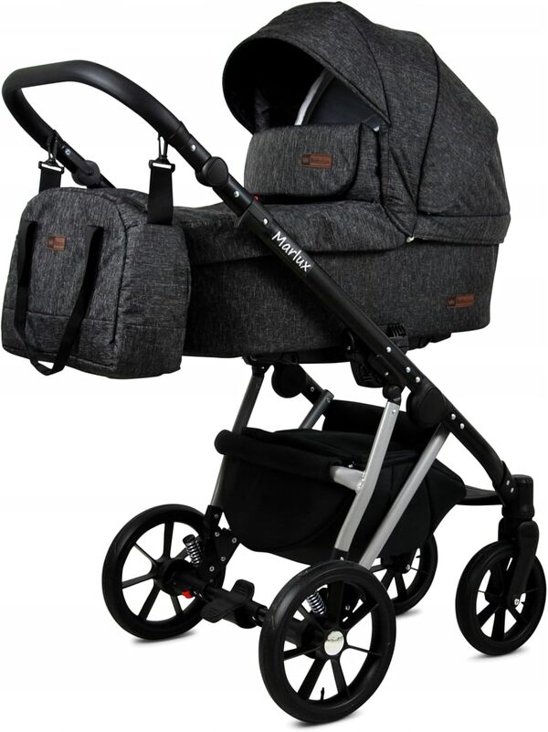 BabyLux® Enfant Poussette Combinée Set 4 en 1 - Marlux Magnetic - incl. Nacelle, Canne, Siège de voiture, ISOFIX Base - Siège Auto - Landau Bébé - avec Sac à langer, Habillage pluie etc.