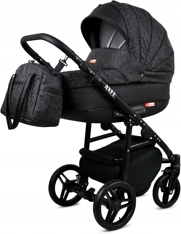 BabyLux® Enfant Poussette Combinée Set 4 en 1 - Axel - incl. Nacelle, Canne, Siège de voiture, ISOFIX Base - Siège Auto - Landau Bébé - avec Sac à langer, Habillage pluie etc.