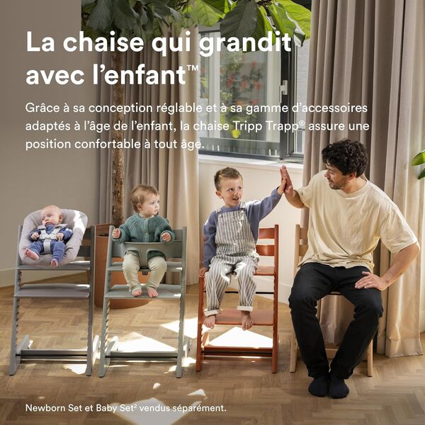 Stokke Chaise Tripp Trapp, Chêne Brun Chaud - La chaise qui grandit avec l'enfant - Confortable et Ergonomique - Fabriquée en bois de chêne