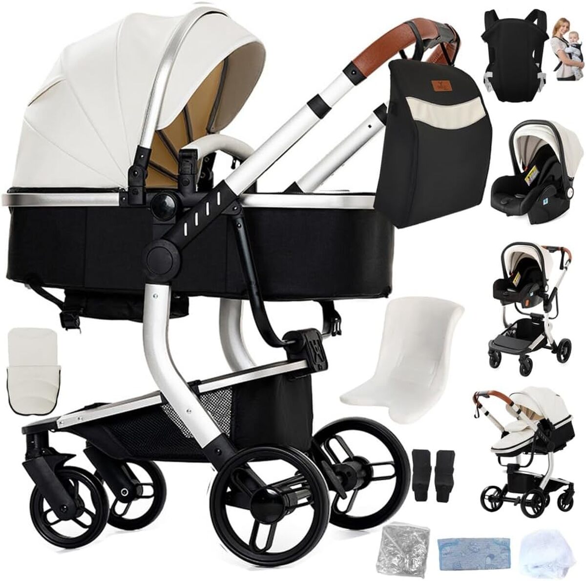 Test : poussette 3 en 1 réversible et pliable blanche