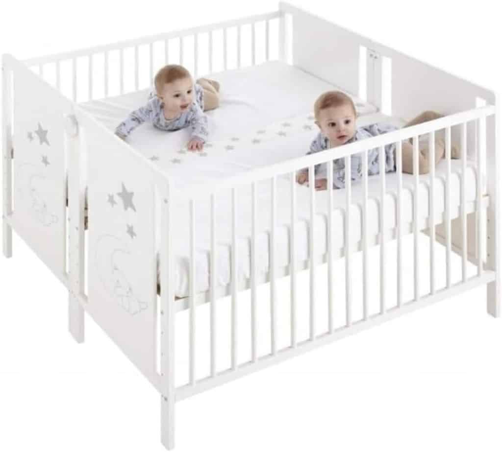 Test : berceau jumeaux Les Jumelles avec kit de jumelage 240x120 blanc