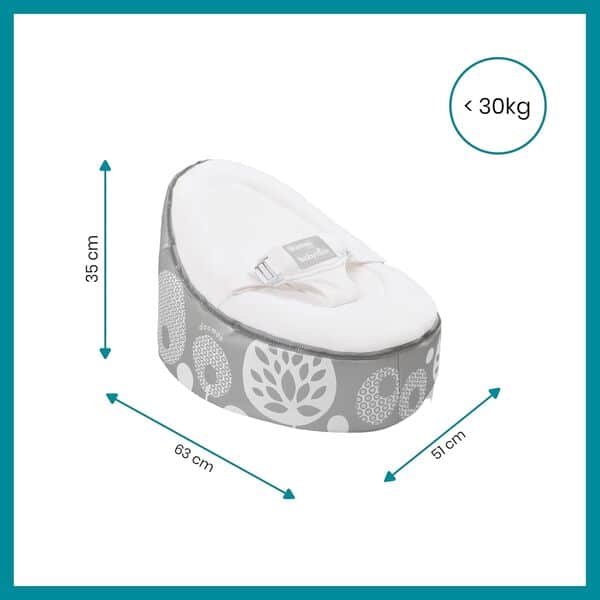 doomoo Nid - Transat Bébé Evolutif en Pouf Enfant - Dès la Naissance - Ultra Confortable, Flower Argent
