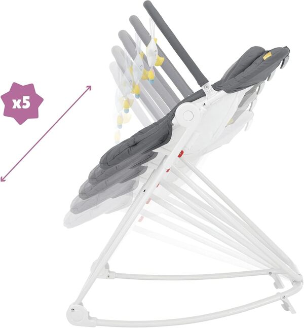 Badabulle Transat en Hauteur Compact'Up Moonlight, Hauteur réglable sur 5 positions, Dossier ajustable sur 2 positions, Pliage compact, Transat fixe ou Balancelle