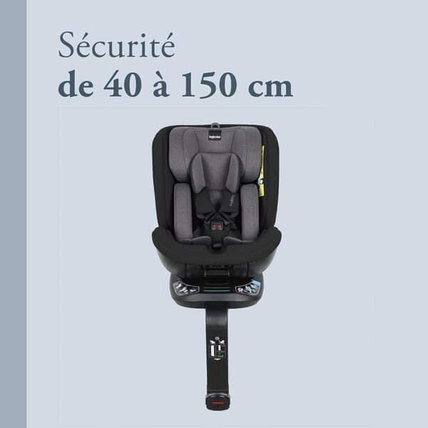 Inglesina Halley Pro, Gris, Siège Auto Pivotant 360° ISOFIX, de 0 à 12 Ans (40-150 cm), Inclinable et Respirant, Homologué ECE R129/03