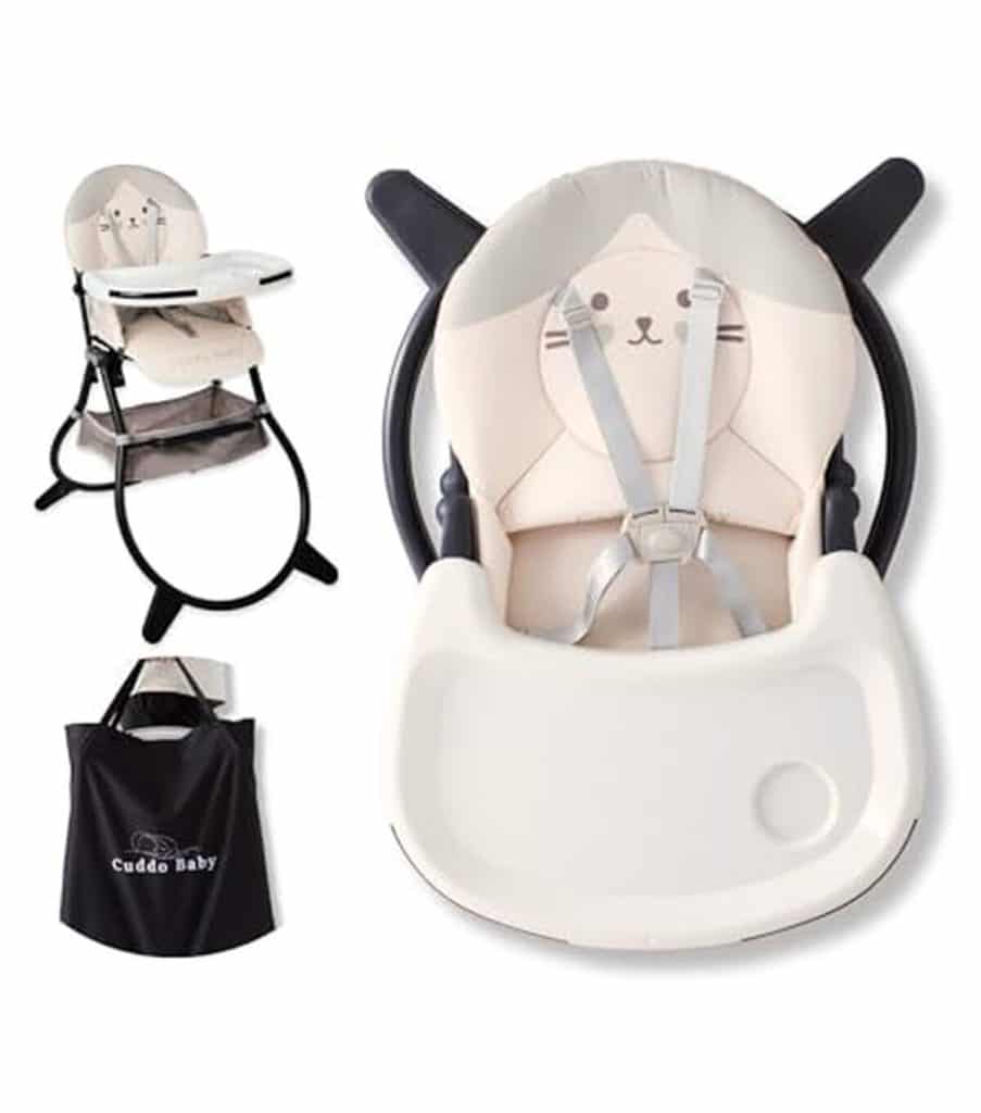 Test de la chaise haute CuddoBaby Purrfect : pliable, stable et réglable