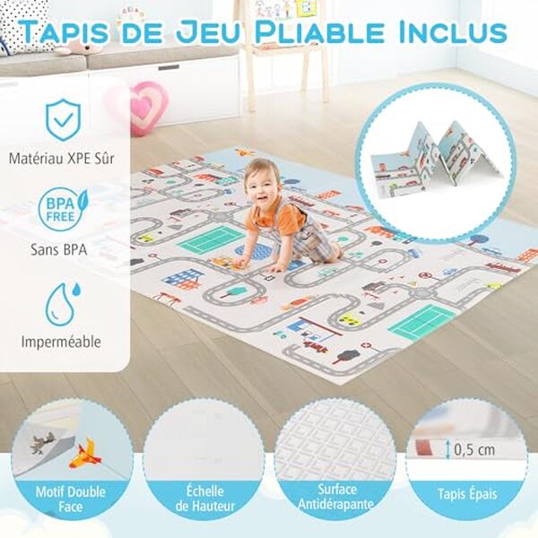Découvrez notre test détaillé du parc bébé DREAMADE 189x158 cm : un espace de jeu sécurisé et complet pour le développement de vos enfants