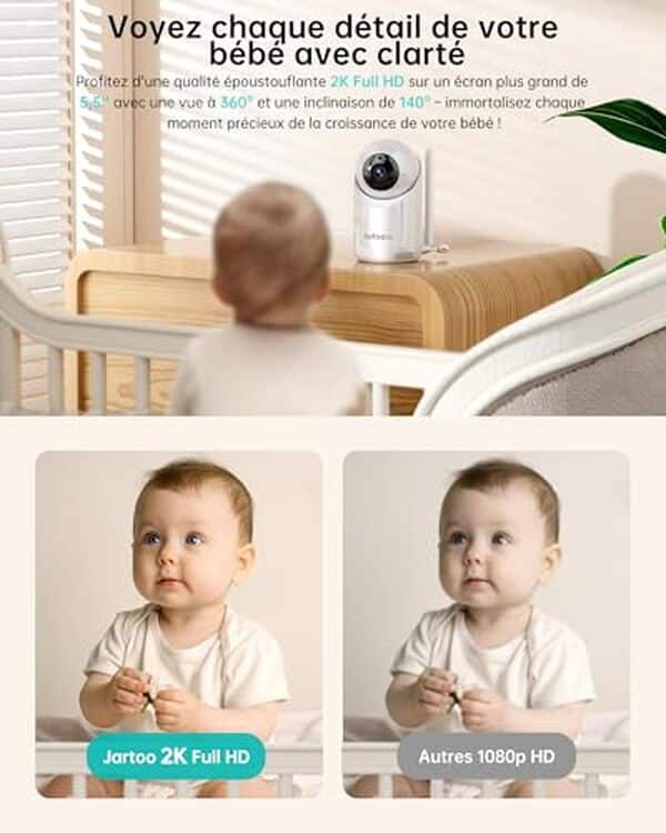 Découvrez notre test complet du babyphone Jartoo avec caméra 2K et vision nocturne. Explorez ses fonctionnalités avancées pour la surveillance de votre bébé.