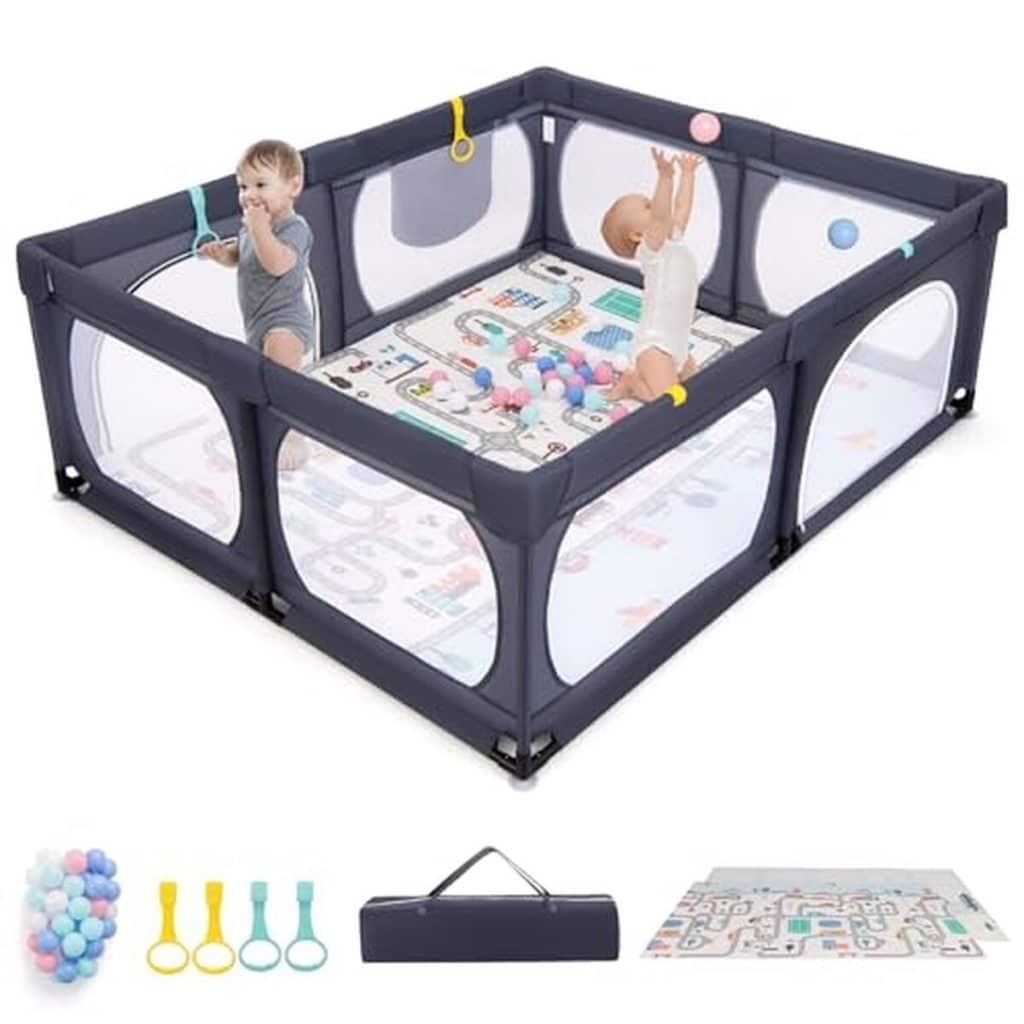 Test du parc bébé DREAMADE 189x158 cm : espace de jeu complet