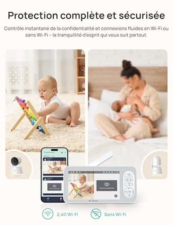 Découvrez le moniteur bébé Dr.Care LumiView Plus avec ses doubles caméras et sa vision HD, des fonctionnalités pensées pour la sécurité et le confort de votre enfant.