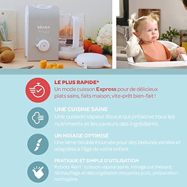 Découvrez notre test complet du BEABA Babycook Express : un robot bébé qui allie praticité et rapidité pour préparer les repas de votre enfant facilement et efficacement.