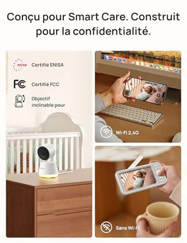 Découvrez le babyphone caméra Dr.Care LumiView avec vision nocturne et alertes mouvement. Profitez de la qualité 2K FHD et de la connexion WiFi pour surveiller sereinement votre enfant.