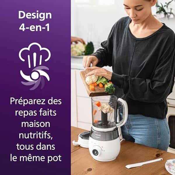 Découvrez notre test du robot cuiseur-vapeur et mixeur Philips Avent 4 en 1, l'allié parfait pour des repas sains et savoureux pour votre bébé. Avis, conseils et astuces à découvrir.