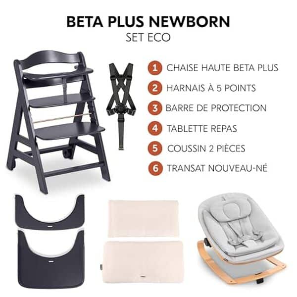 Découvrez notre avis sur la chaise haute évolutive hauck Beta+ transat gris foncé. Polyvalente, durable et design pour accompagner la croissance de votre enfant.