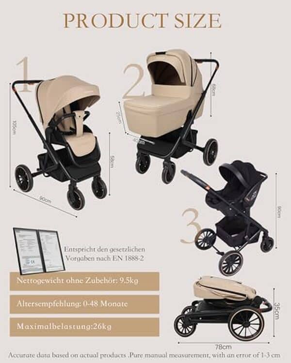 Découvrez notre test complet de la poussette combinée BabyVoyage 3 en 1 avec amortisseurs 360° pour une promenade en toute tranquillité et sécurité, quel que soit le terrain.