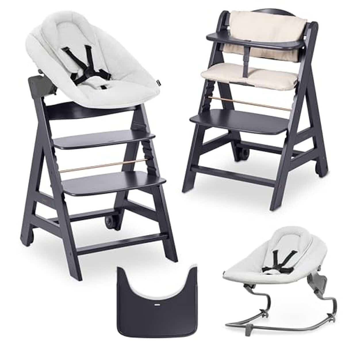 Test : chaise haute bébé évolutive haut de gamme hauck Beta+ en gris foncé