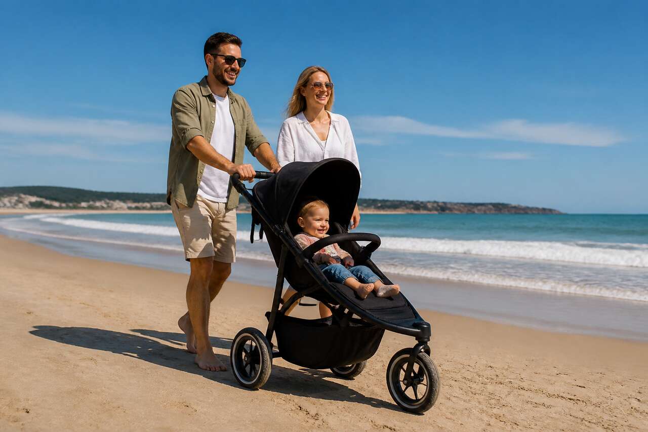 Poussette à trois roues ou quatre roues : laquelle choisir pour la plage ?