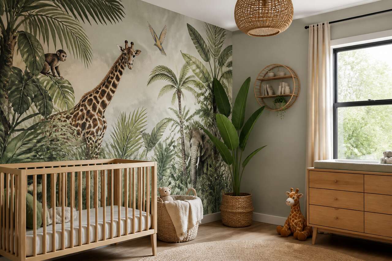 Créer un mur décoratif avec du papier peint jungle