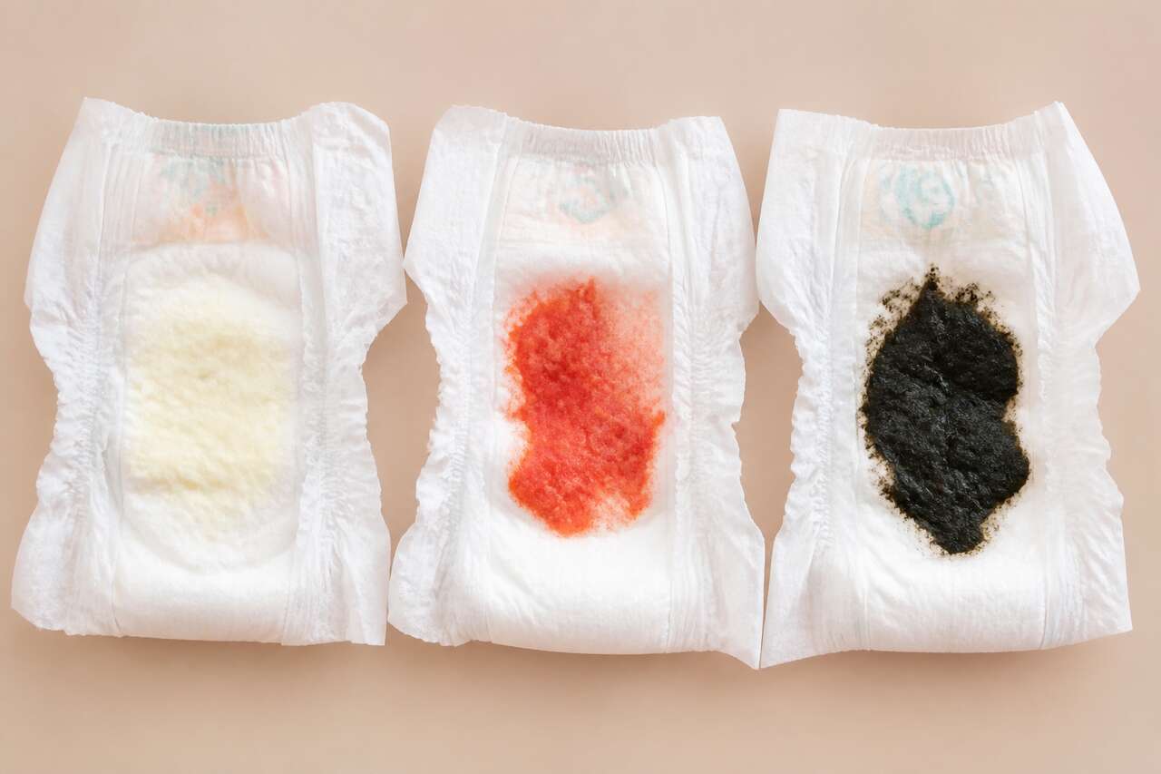 Couleurs qui doivent alerter: blanc, rouge, noir après les premiers jours Couleurs qui doivent alerter: blanc, rouge, noir après les premiers jours