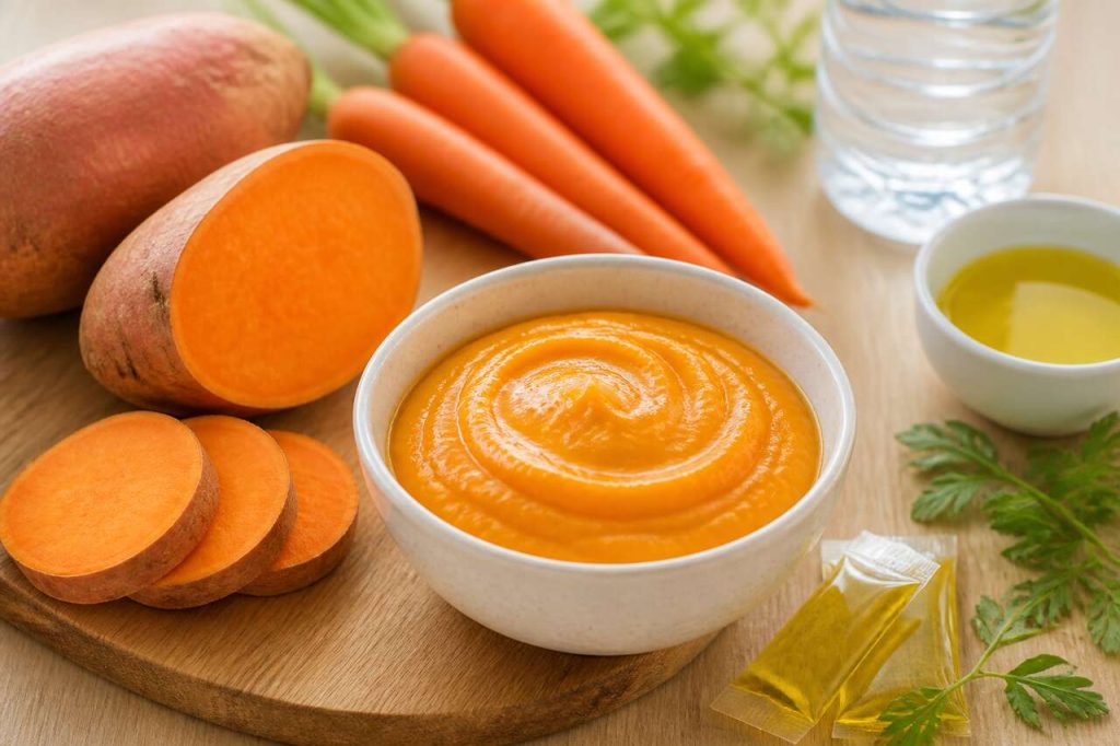 Recette de purée patate douce et carotte pour bébé
